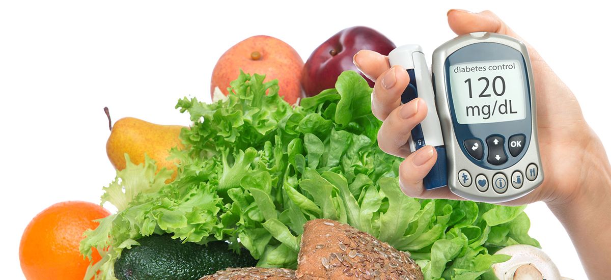 Slide Image of healthy food and finger-prick device