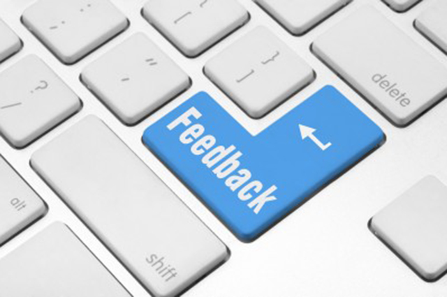 Vector image of a keyboard and the  word "Feedback" depicted as a stand-out key